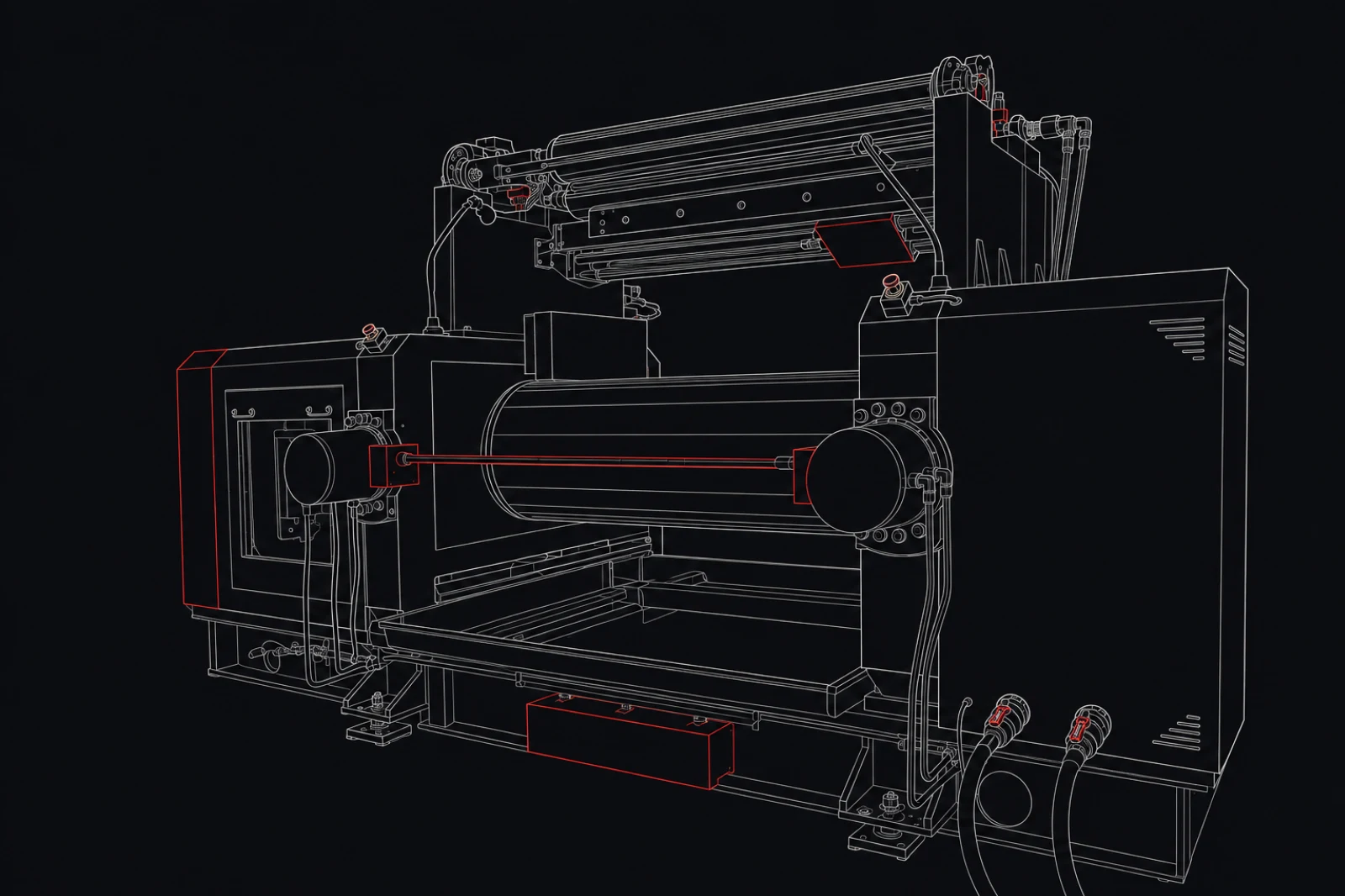 Illustrative line study of the WHITE open mixing mill